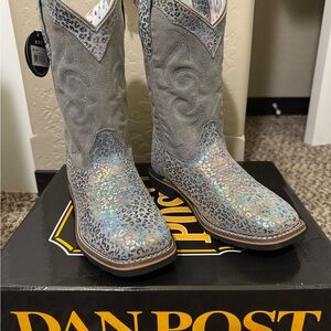 Dan Post Holographic Leopard Cowgirl Boots, size 4 Youth